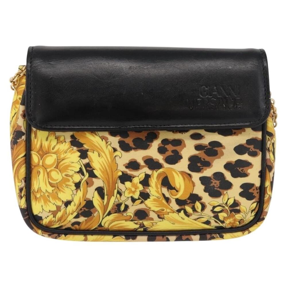 Gianni Versace Vinyl Canvas Chain Shoulder Bag Yellow